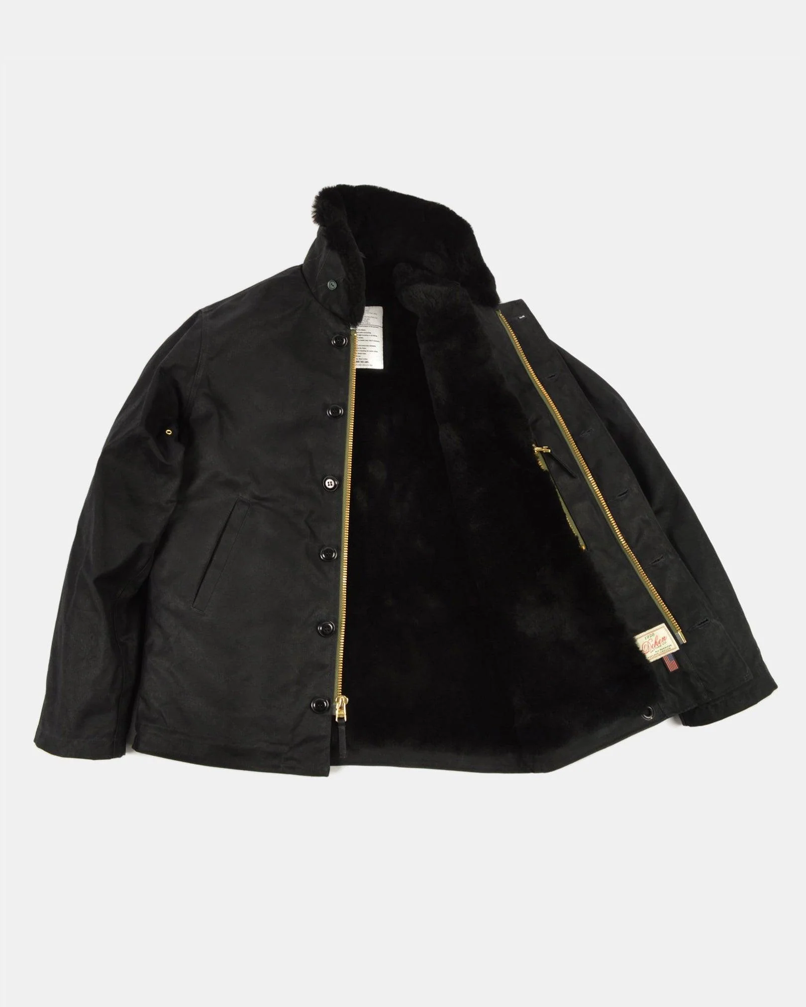 DE-N1-US-BLK - Dehen 1920 Waxed Canvas N-1 Deck Jacket - Black - Image 3
