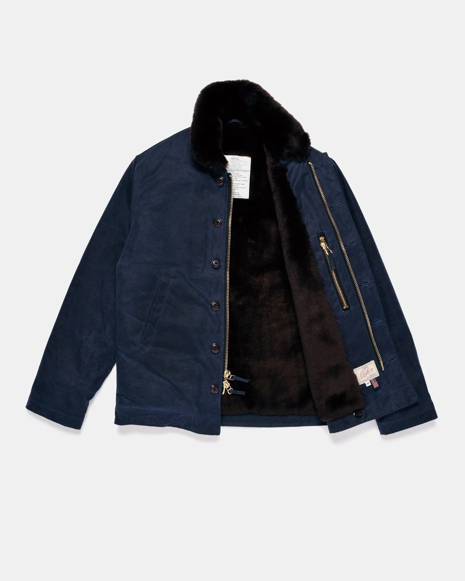 DE-N1-US-NAV - Dehen 1920 Waxed Canvas N-1 Deck Jacket - Navy - Image 3