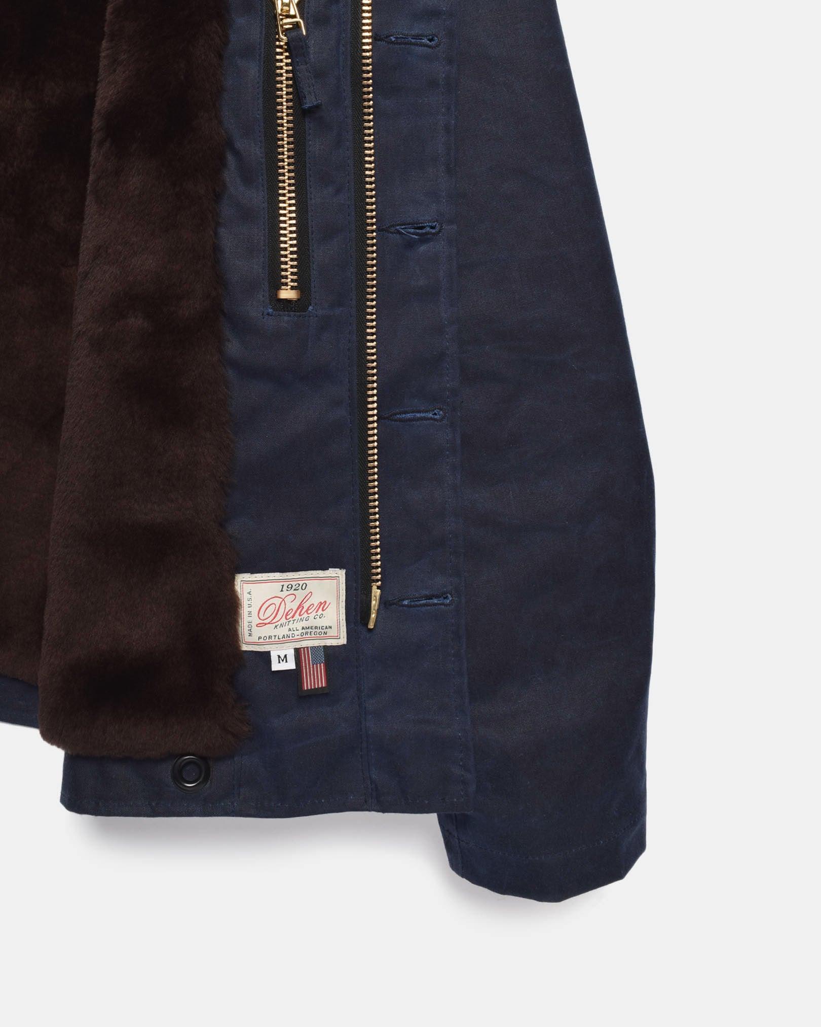 DE-N1-US-NAV - Dehen 1920 Waxed Canvas N-1 Deck Jacket - Navy - Image 6