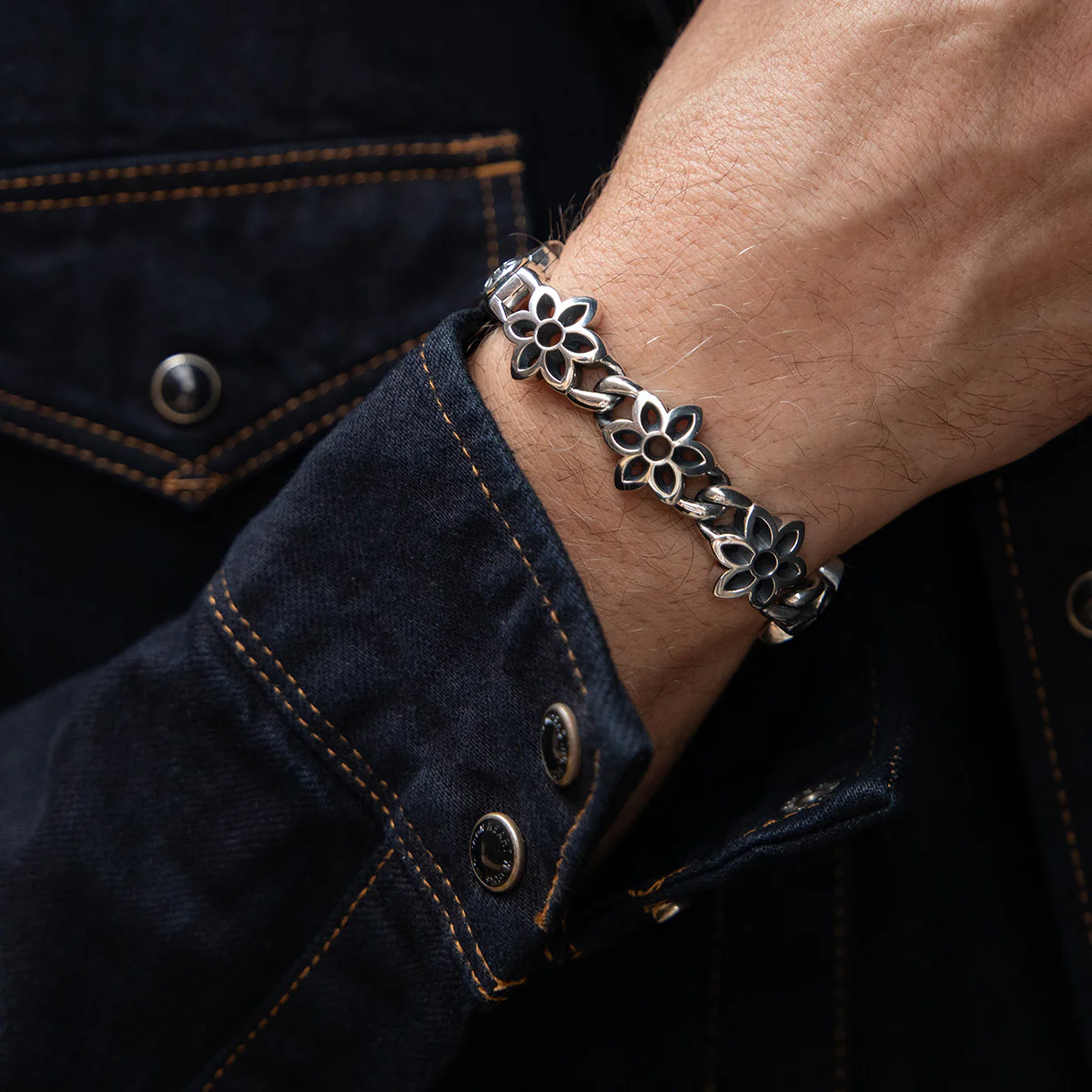 GA-MODEL-10-CUTOUT-4A - GOOD ART HLYWD Model 10 Cutout Rosette Bracelet 4A - Sterling Silver - Image 3