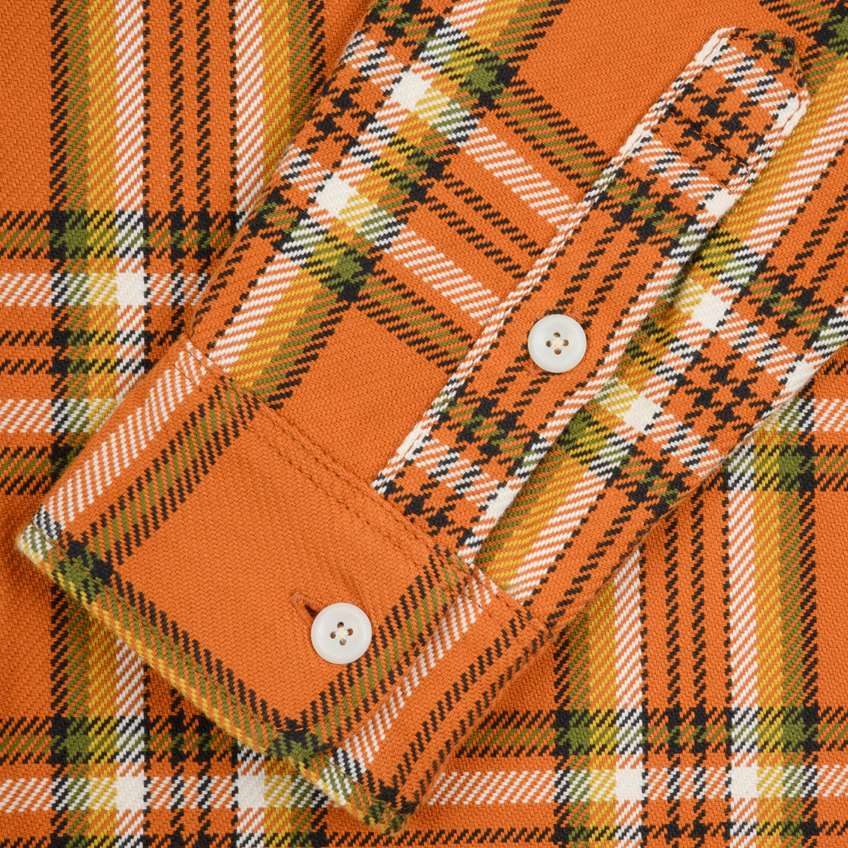 IHSH-442-ORA - 9oz Selvedge Flannel Work Shirt - Orange Check - Image 7