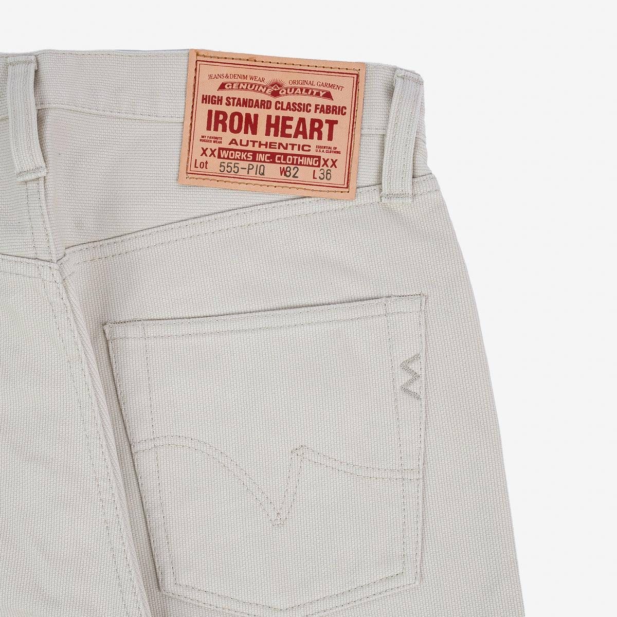 IH-555-PIQ - 14oz Cotton Piqué Super Slim Cut Jeans - Ecru - Image 4