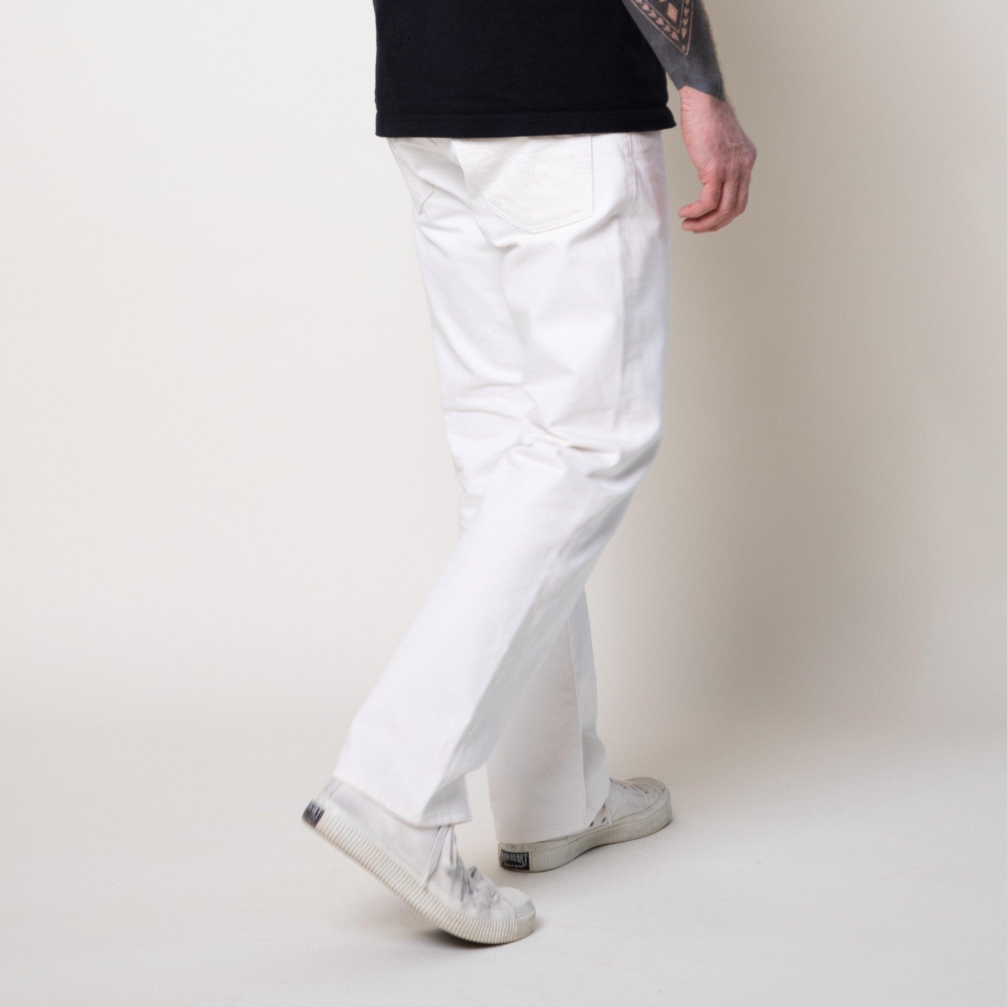 IH-634-WT - 13.5oz Cotton Twill Straight Cut Jeans - White - Image 3