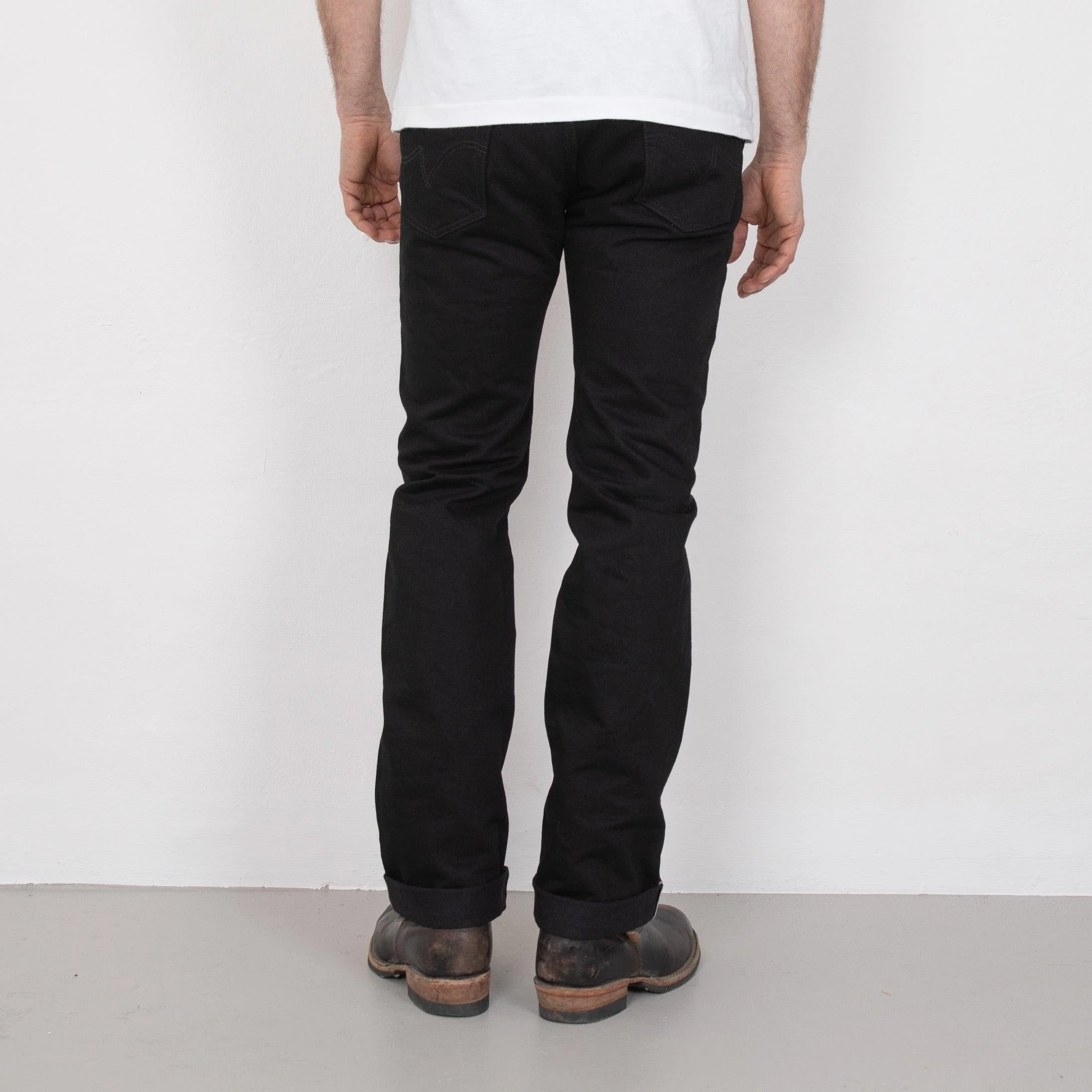 IH-666S-142BB - 14oz Selvedge Denim Slim Straight Cut Jeans - Black/Black - Image 5