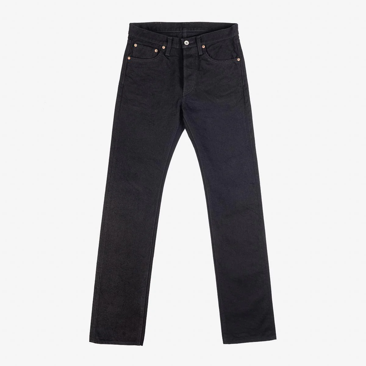 IH-666S-142BB - 14oz Selvedge Denim Slim Straight Cut Jeans - Black/Black - Image 7