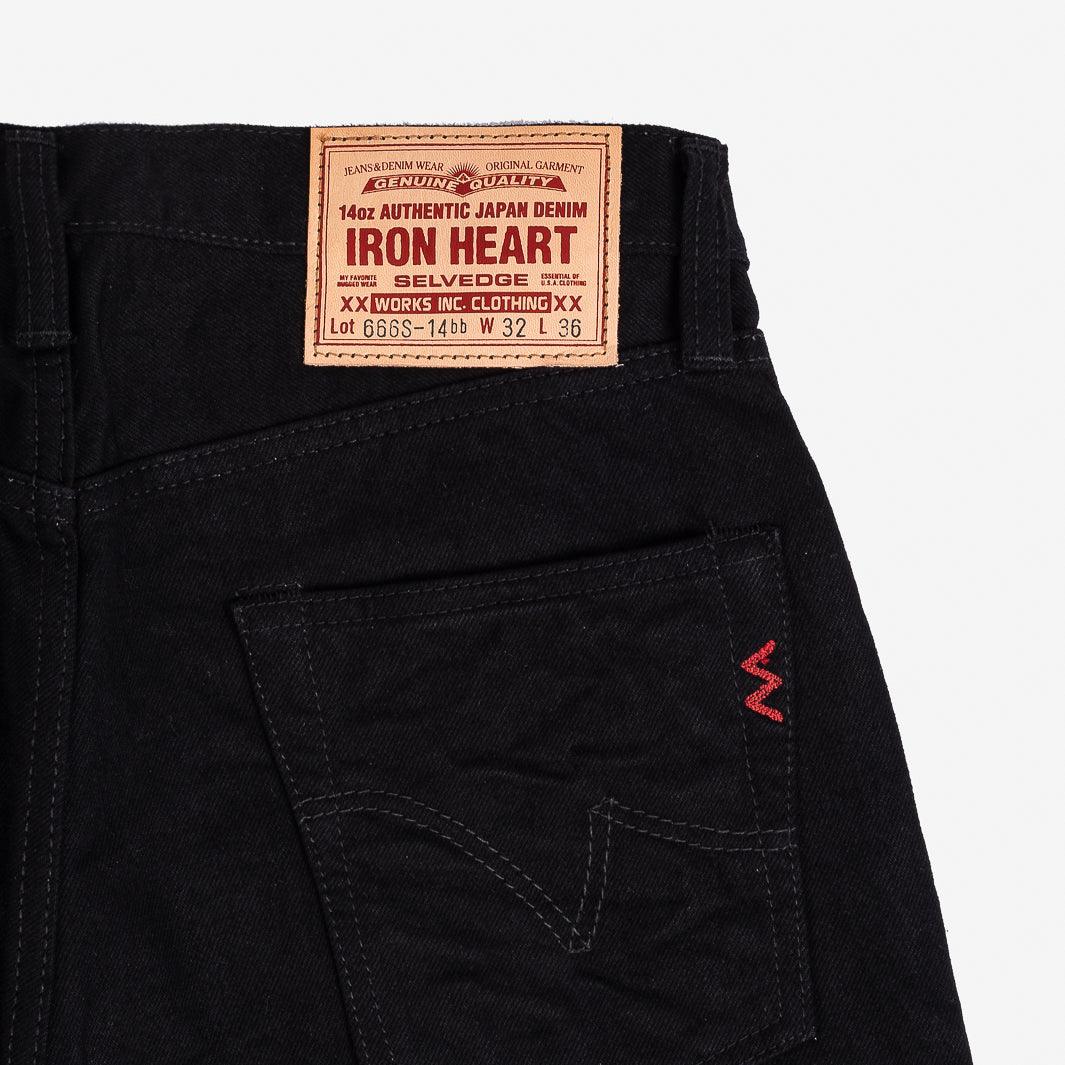 IH-666S-142BB - 14oz Selvedge Denim Slim Straight Cut Jeans - Black/Black - Image 8