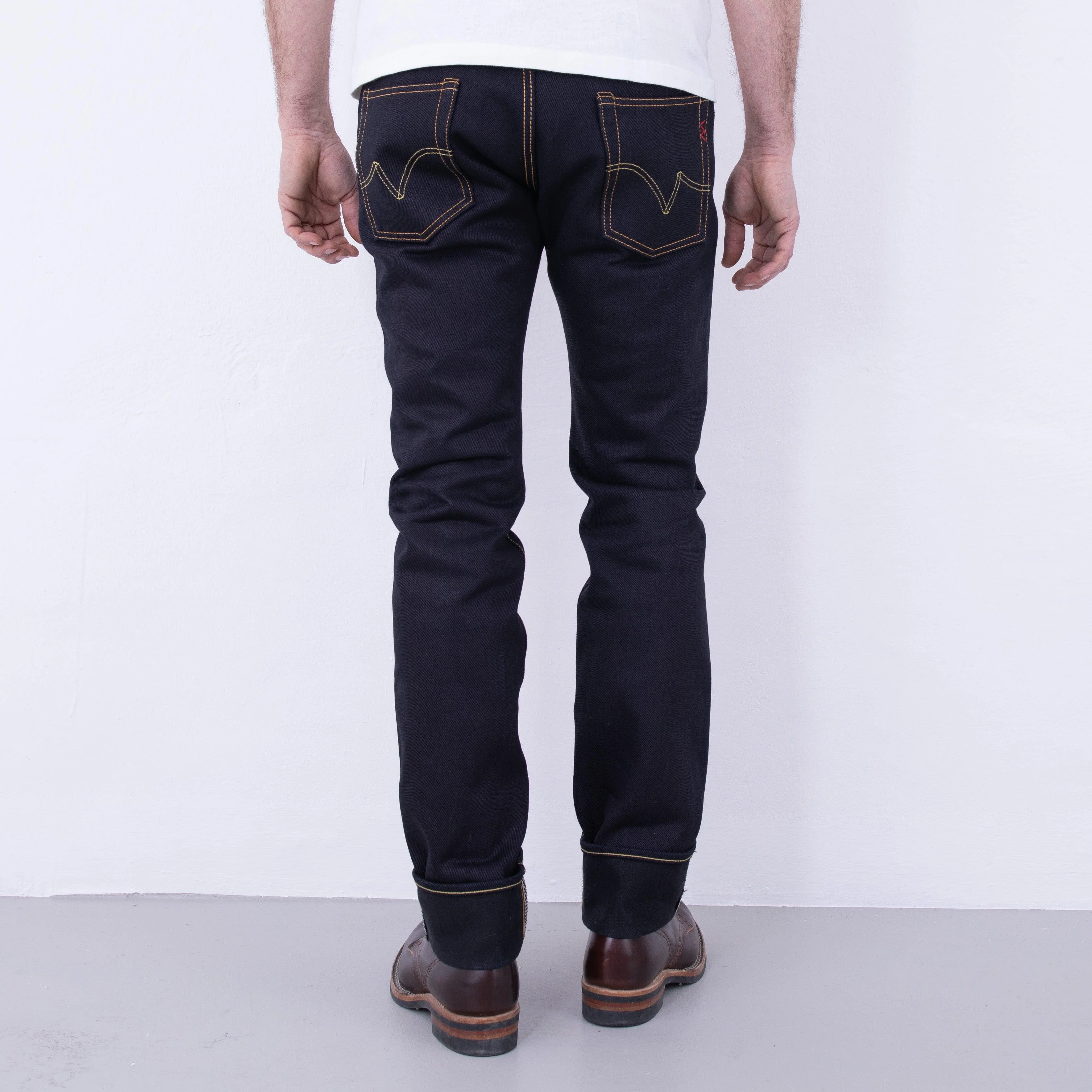IH-777-XHSIB - 25oz Selvedge Denim Slim Tapered Cut Jeans - Indigo/Black - Image 4