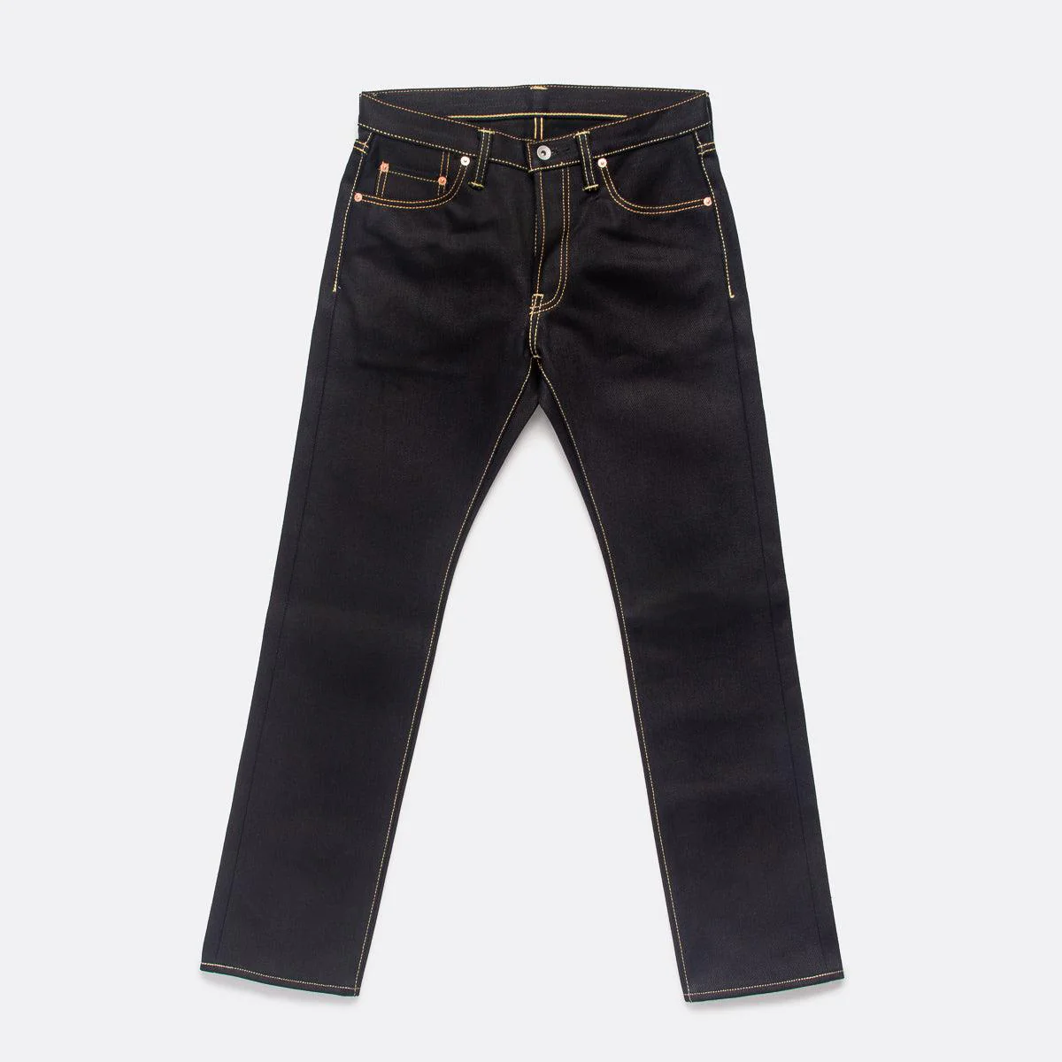 IH-777-XHSIB - 25oz Selvedge Denim Slim Tapered Cut Jeans - Indigo/Black - Image 6