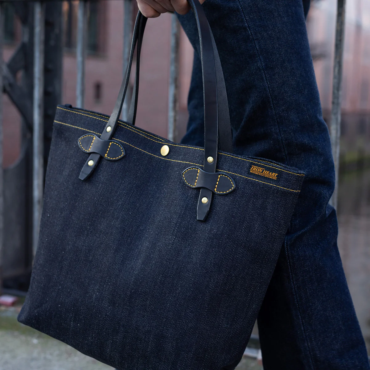 IHE-49-IND - 25oz Selvedge Denim Tote Bag - Indigo - Image 2