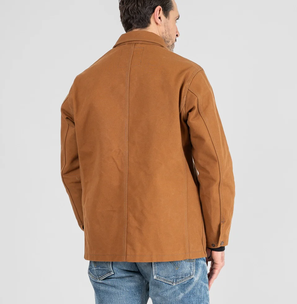 IHJ-150-BRN - 20oz Paraffin Coated Duck Chore Jacket - Brown - Image 3