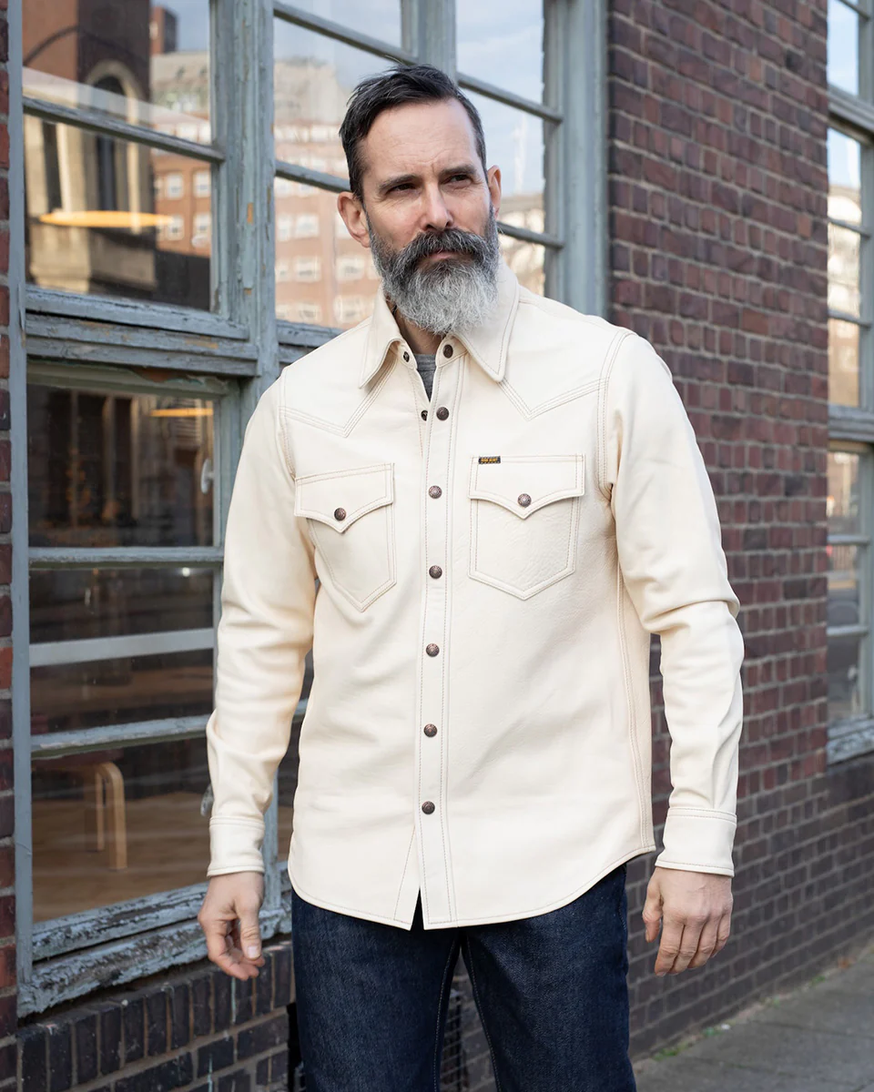 IHSB-PR-NAT - Iron Heart X Simmons Bilt Horsehide Western Shirt - The Pale Rider - Natural - Image 2