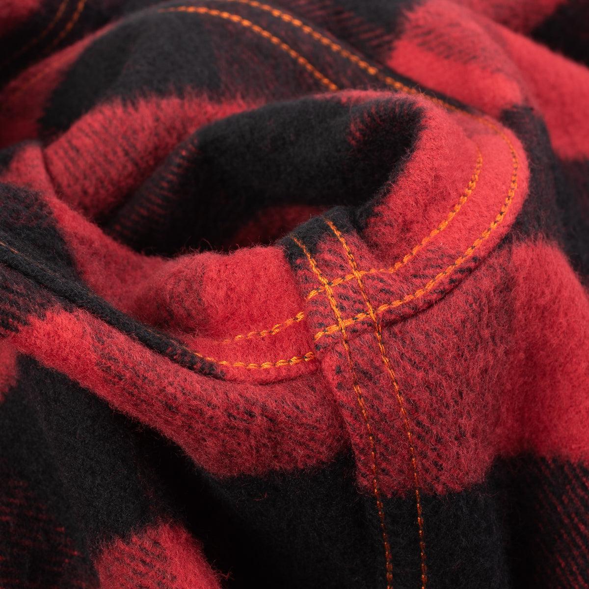 IHSH-244-RED - Ultra Heavy Flannel Buffalo Check Work Shirt - Red/Black - Image 11
