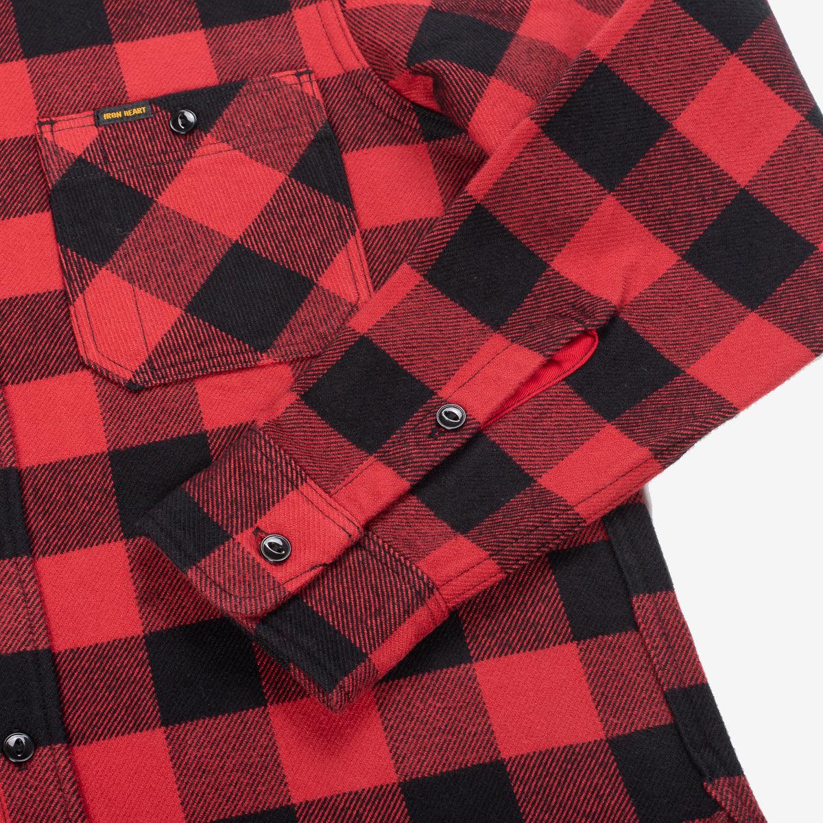 IHSH-244-RED - Ultra Heavy Flannel Buffalo Check Work Shirt - Red/Black - Image 5