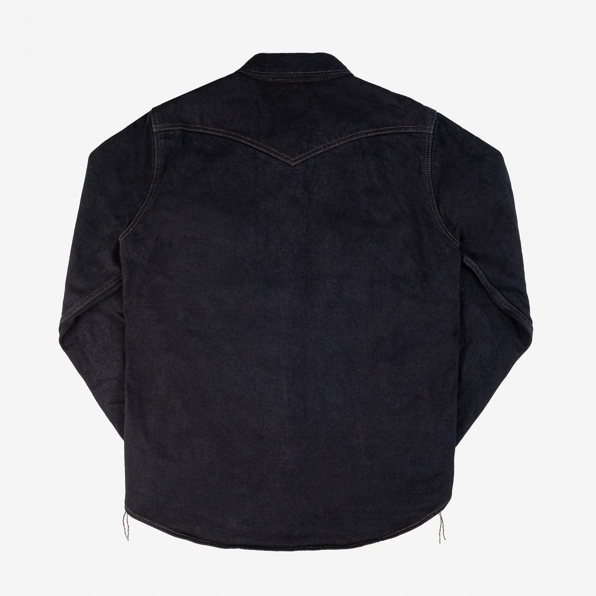 IHSH-293-OD - 18oz Vintage Selvedge Denim CPO Shirt Indigo Overdyed Black - Image 4