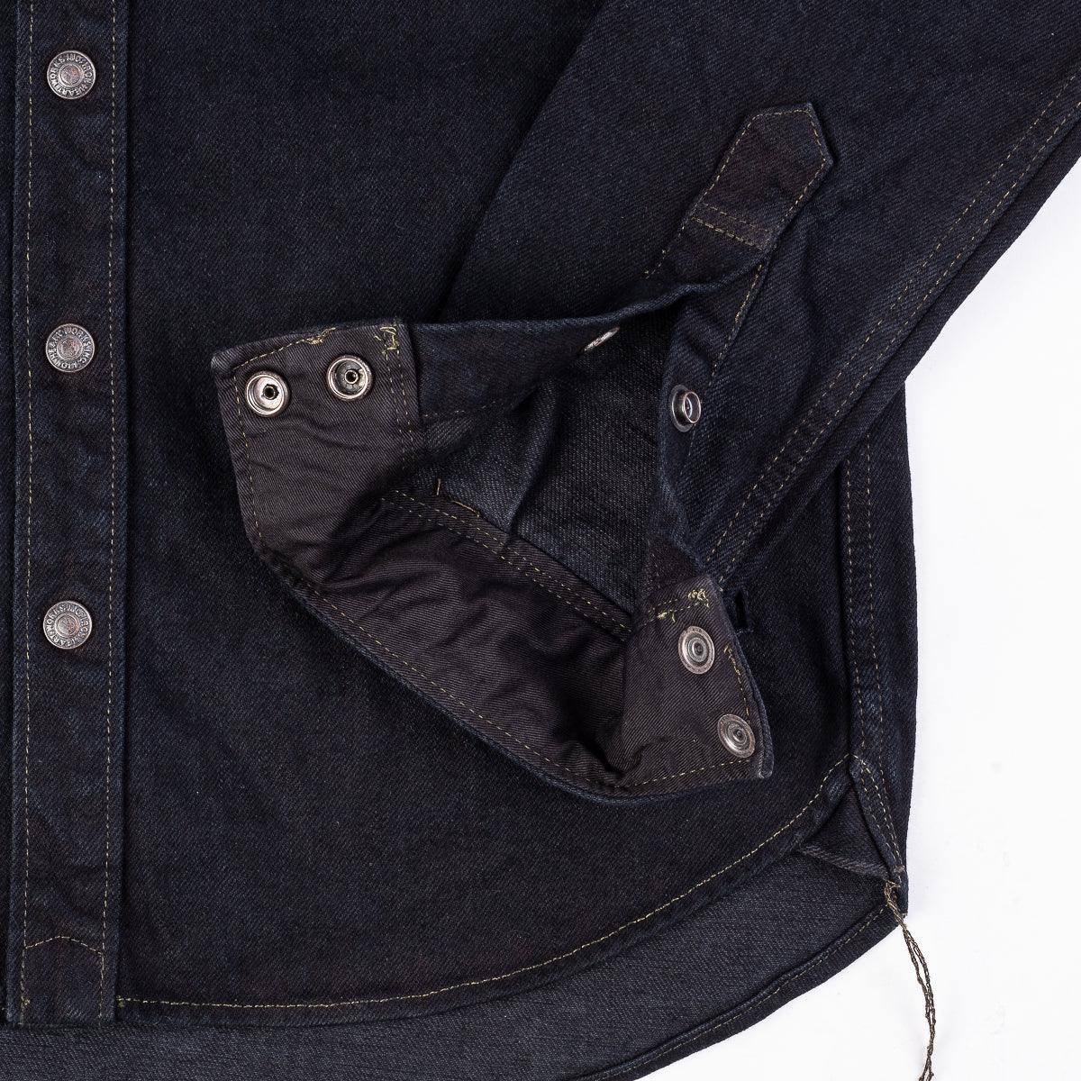 IHSH-293-OD - 18oz Vintage Selvedge Denim CPO Shirt Indigo Overdyed Black - Image 9