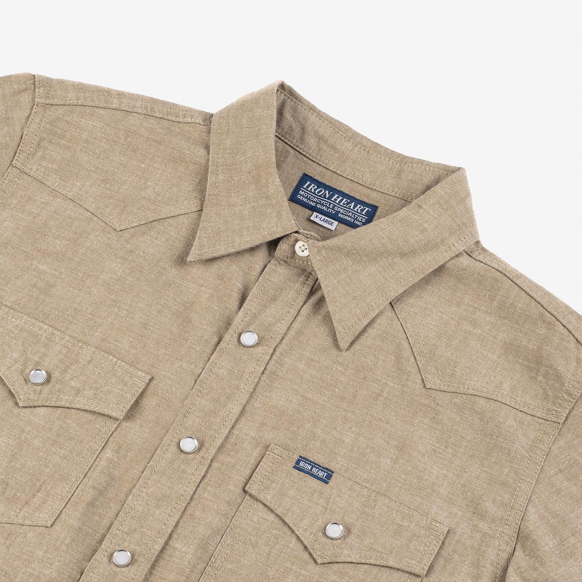 IHSH-315-KHA - Selvedge Chambray Western Shirt - Khaki - Image 4