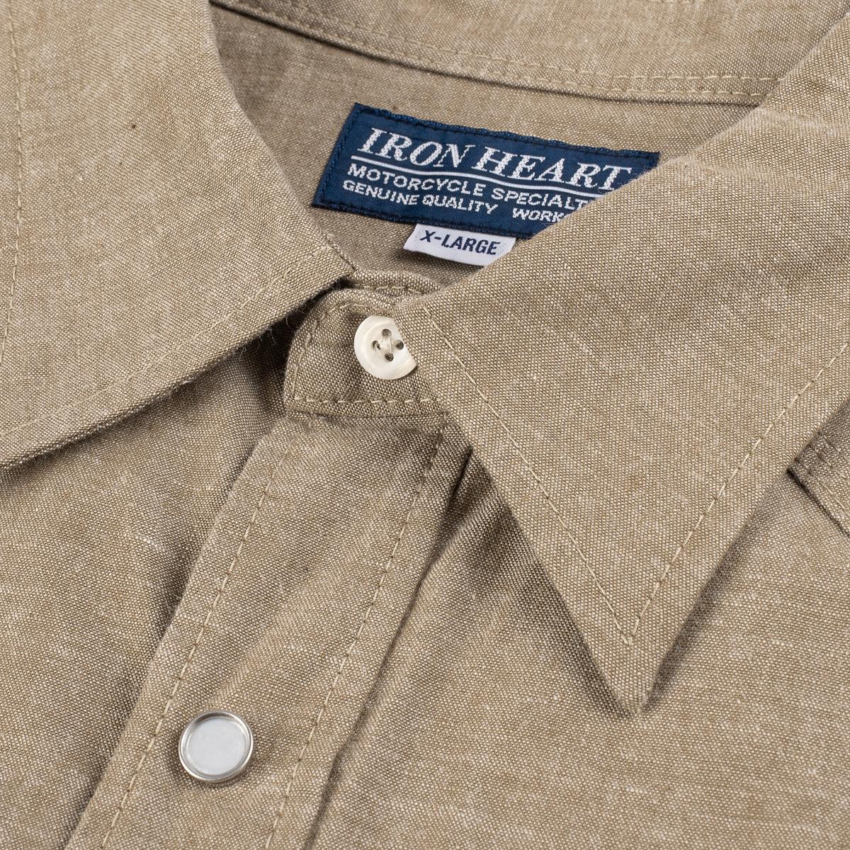 IHSH-315-KHA - Selvedge Chambray Western Shirt - Khaki - Image 5