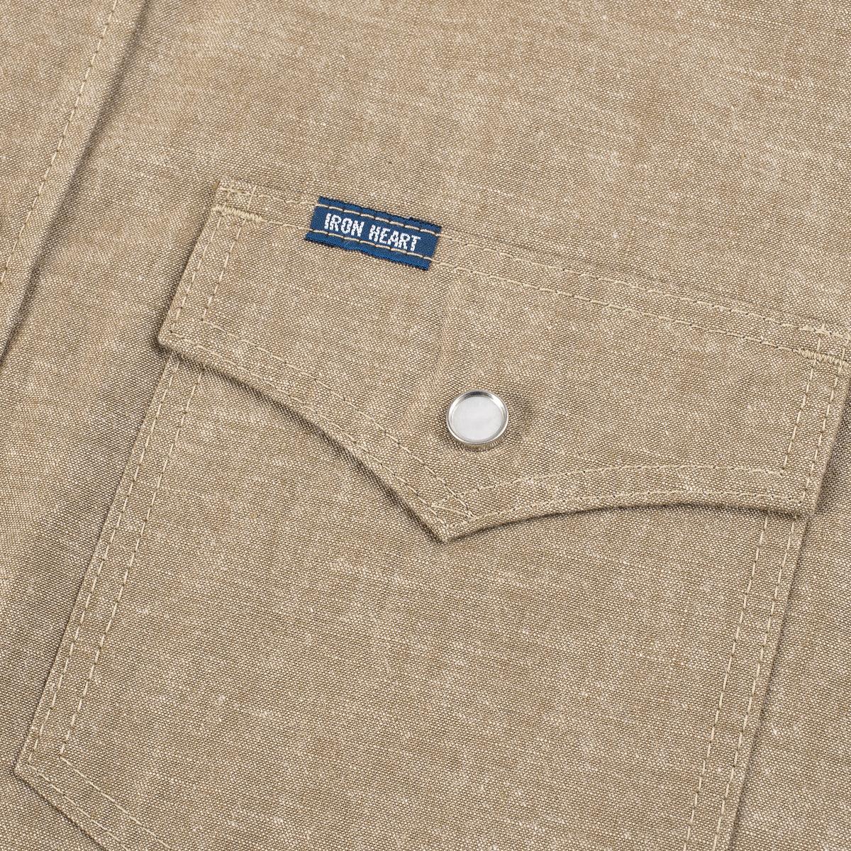 IHSH-315-KHA - Selvedge Chambray Western Shirt - Khaki - Image 6