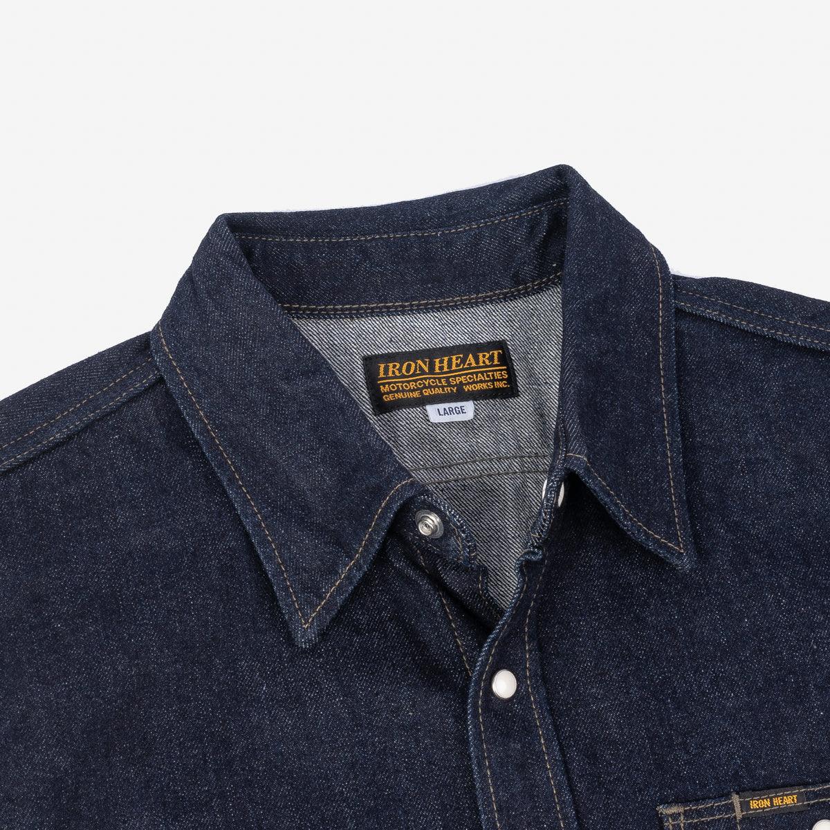 IHSH-326-IND - 12oz Selvedge Indigo Denim Work Shirt with Snaps - Indigo - Image 5