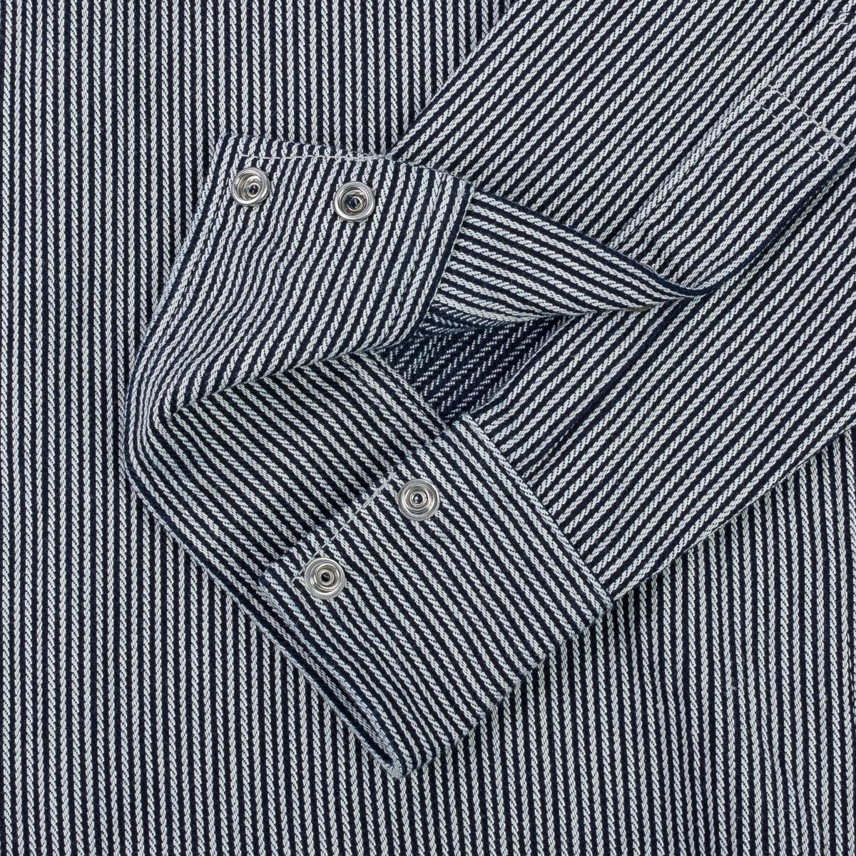 IHSH-365-IND - 8oz Herringbone Hickory Stripe Sawtooth Western Shirt - Indigo - Image 10