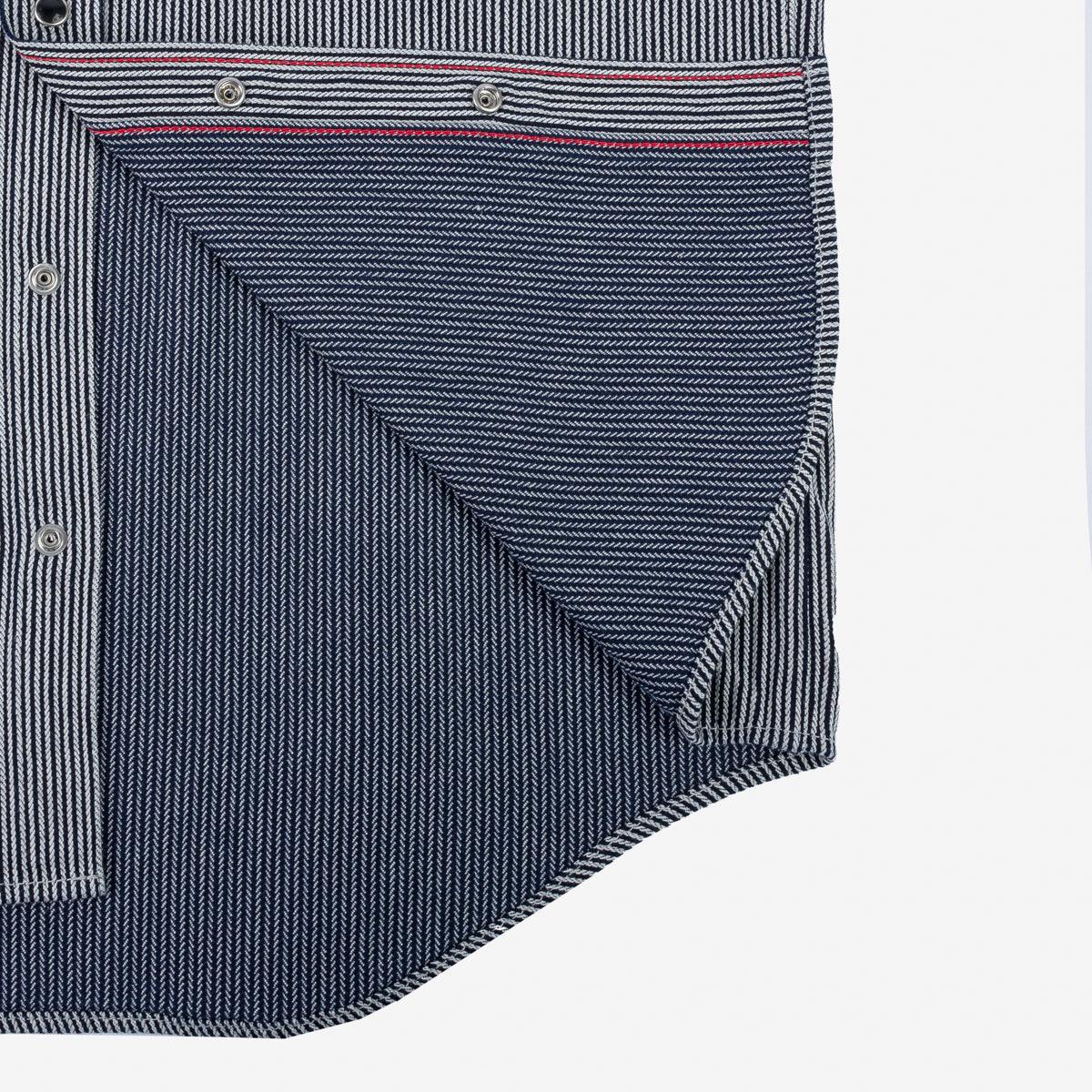 IHSH-365-IND - 8oz Herringbone Hickory Stripe Sawtooth Western Shirt - Indigo - Image 11