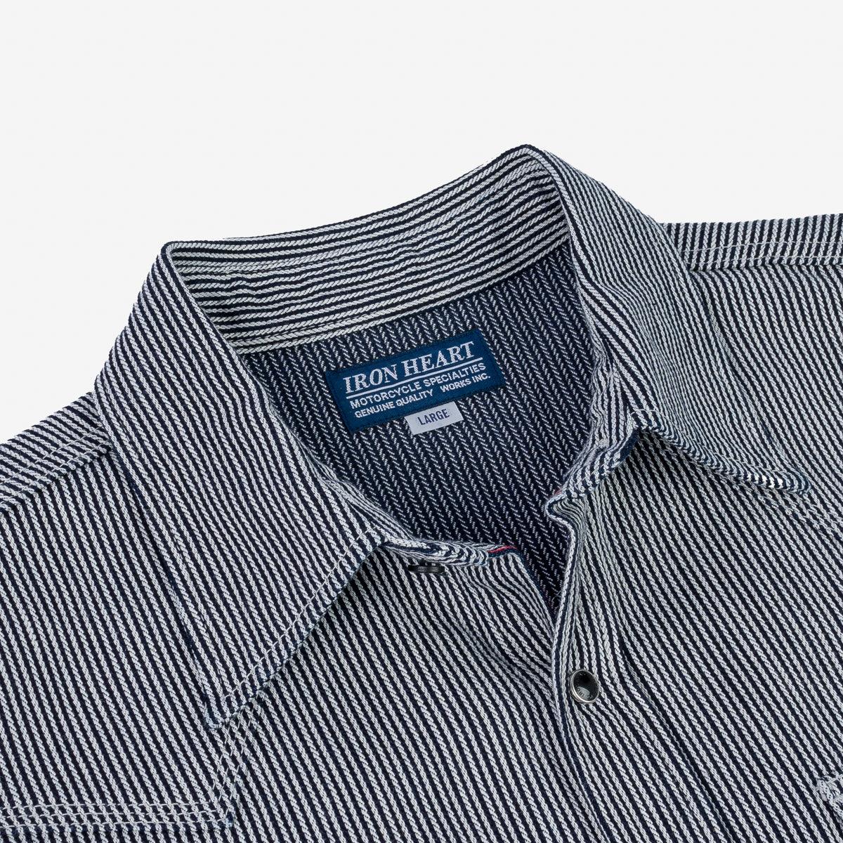 IHSH-365-IND - 8oz Herringbone Hickory Stripe Sawtooth Western Shirt - Indigo - Image 6