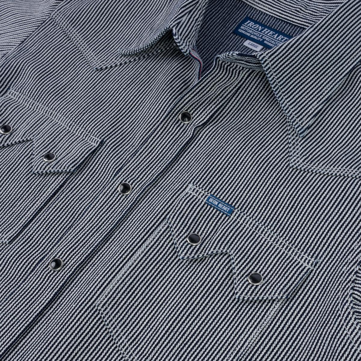 IHSH-365-IND - 8oz Herringbone Hickory Stripe Sawtooth Western Shirt - Indigo - Image 7