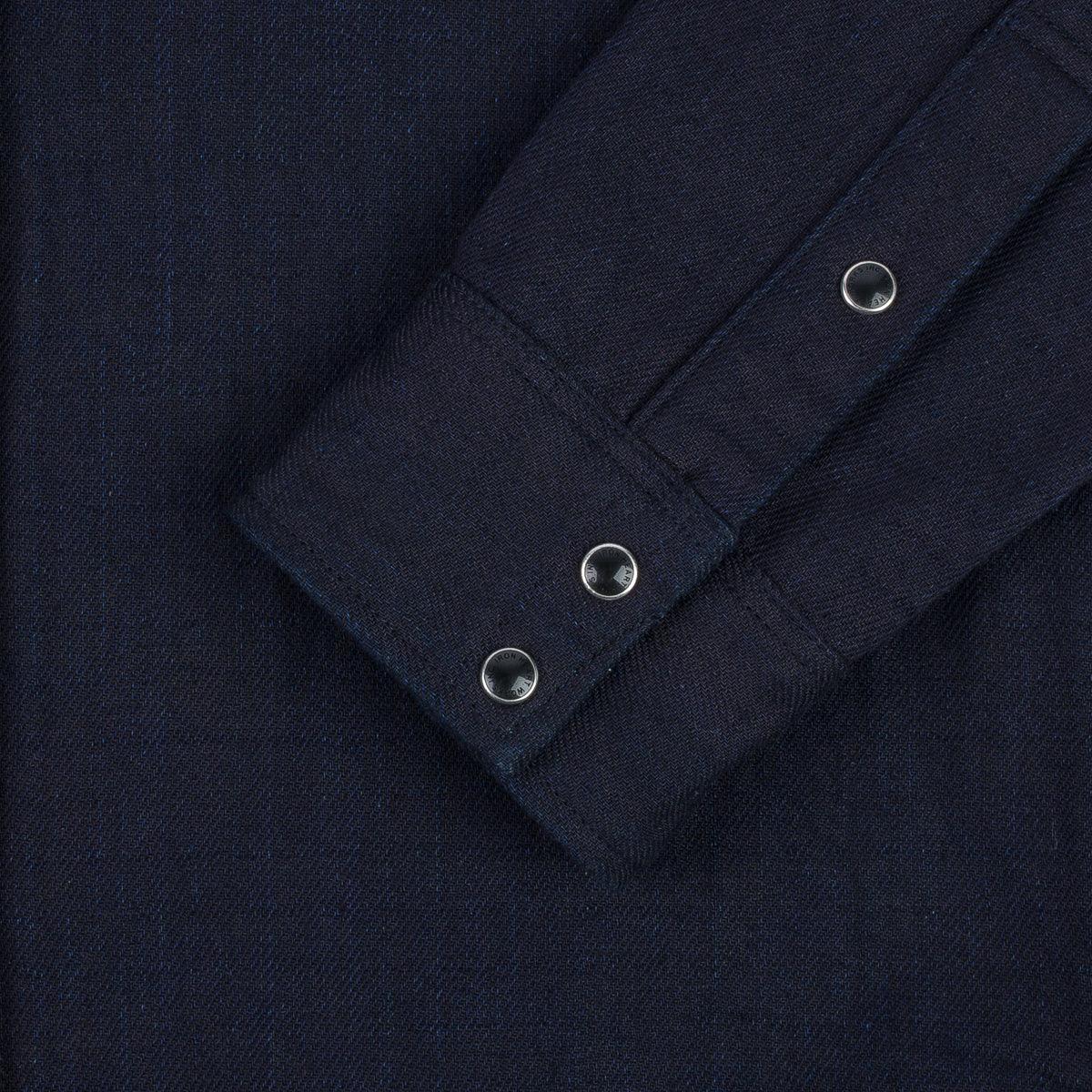 IHSH-368-IND - 14oz Double Cloth Western Shirt - Indigo - Image 11