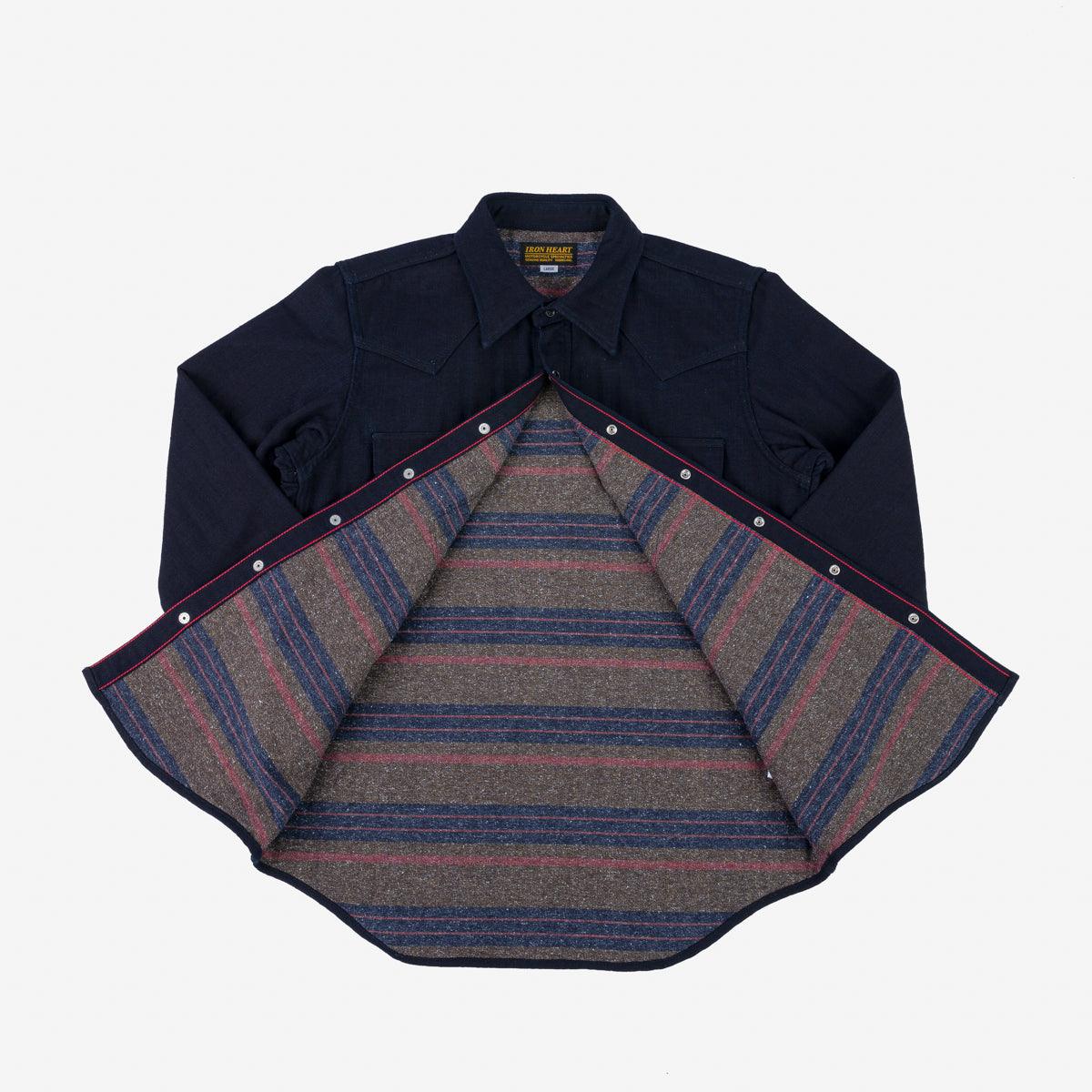 IHSH-368-IND - 14oz Double Cloth Western Shirt - Indigo - Image 6