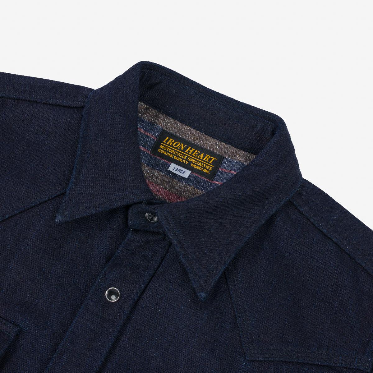 IHSH-368-IND - 14oz Double Cloth Western Shirt - Indigo - Image 7