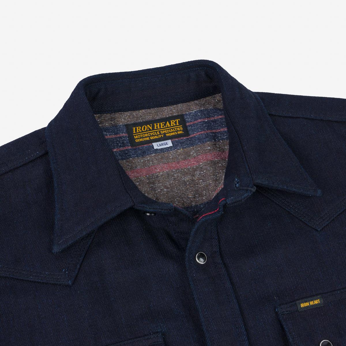 IHSH-368-IND - 14oz Double Cloth Western Shirt - Indigo - Image 8