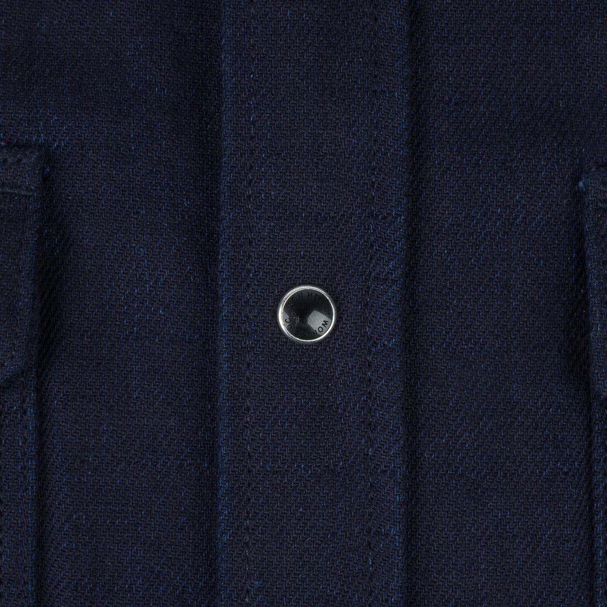 IHSH-368-IND - 14oz Double Cloth Western Shirt - Indigo - Image 9