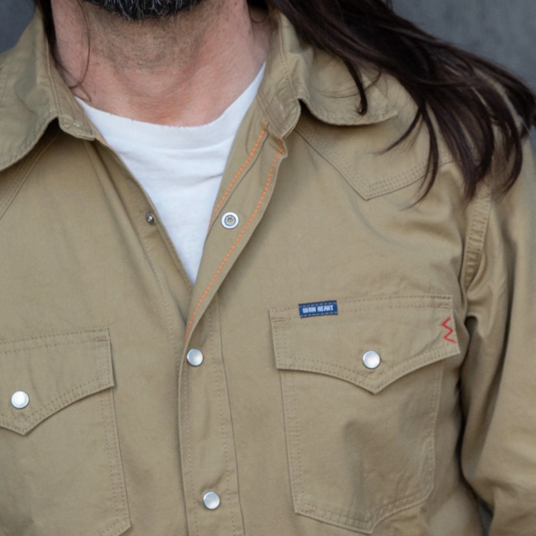 IHSH-394-KHA - 7oz Fatigue Cloth Western Shirt - Khaki - Image 3