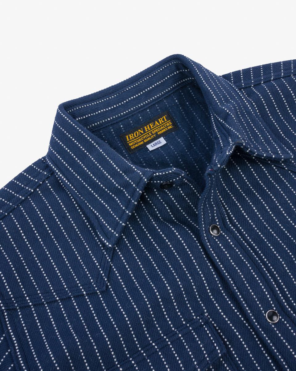 IHSH-401-NAV - Ultra Heavy Flannel Chalk Stripe Western Shirt - Navy - Image 7