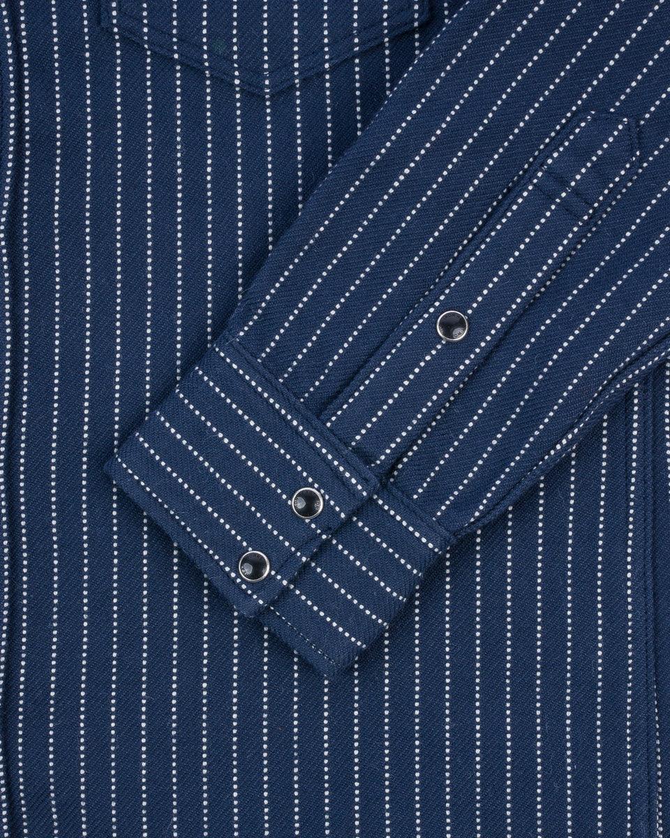 IHSH-401-NAV - Ultra Heavy Flannel Chalk Stripe Western Shirt - Navy - Image 8