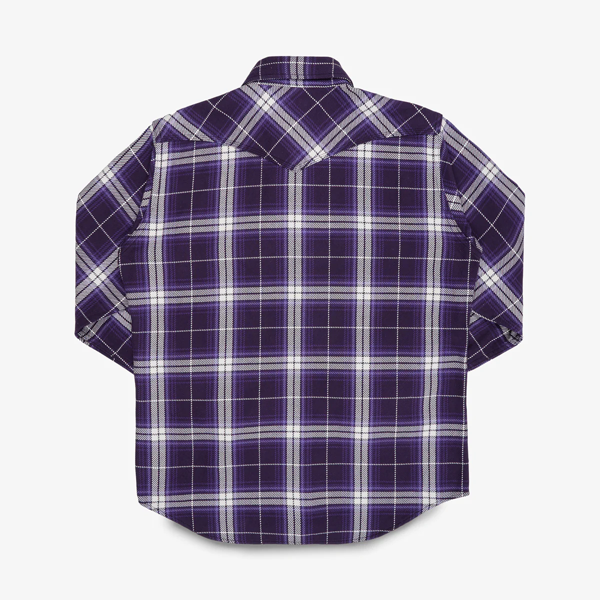 IHSH-439-PUR - 9oz Selvedge Flannel Western Shirt - Purple Check - Image 4
