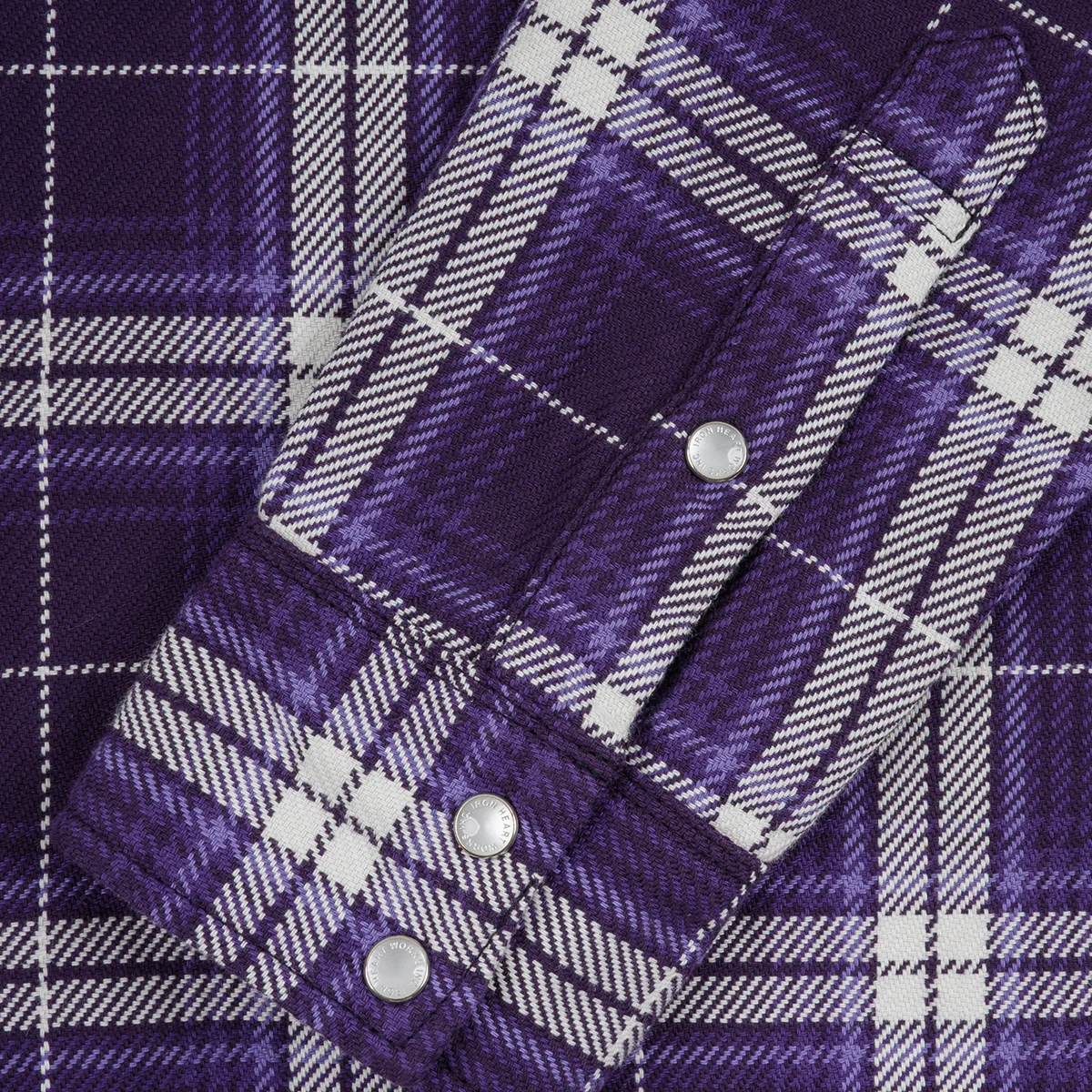 IHSH-439-PUR - 9oz Selvedge Flannel Western Shirt - Purple Check - Image 6