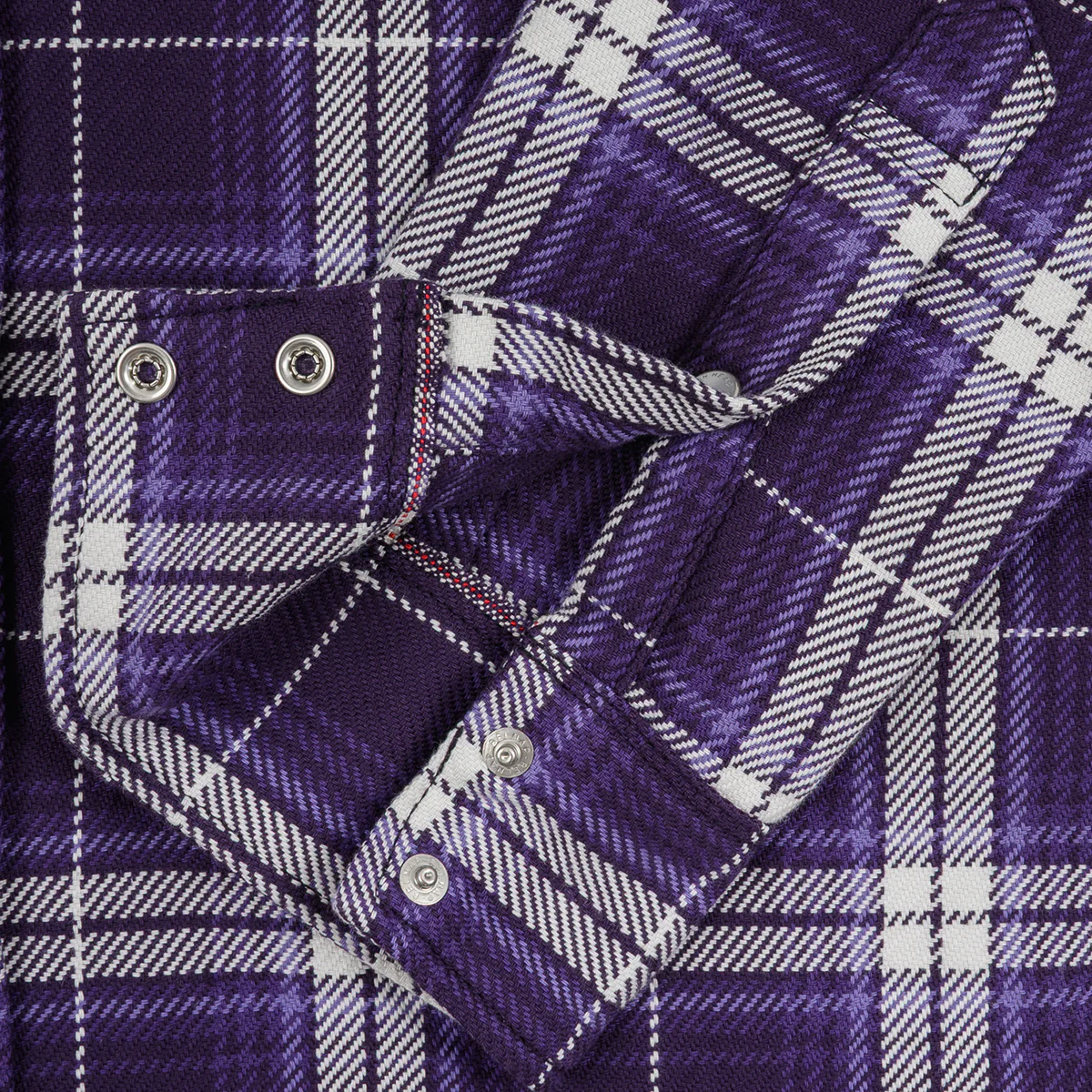 IHSH-439-PUR - 9oz Selvedge Flannel Western Shirt - Purple Check - Image 7