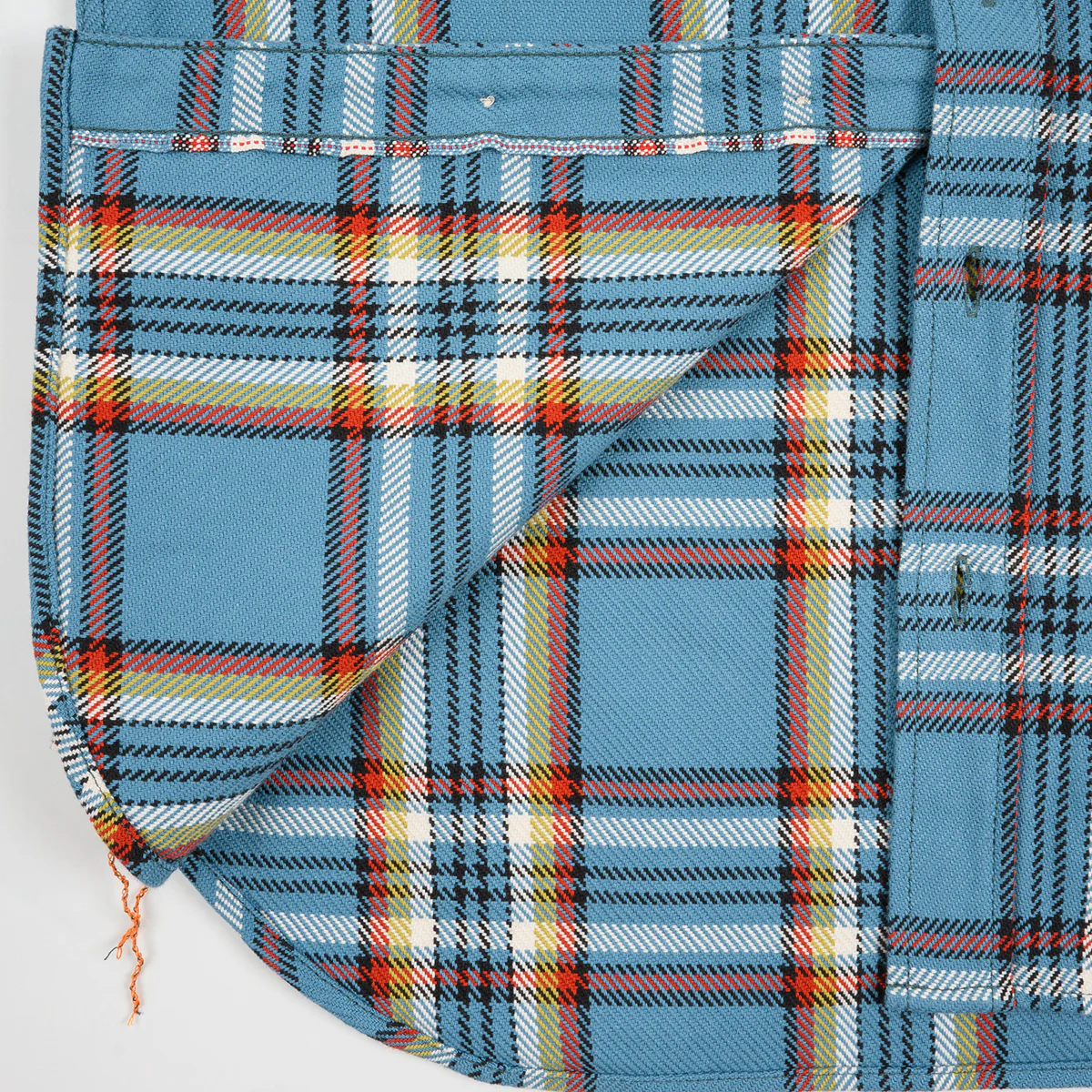 IHSH-442-SAX - 9oz Selvedge Flannel Work Shirt - Sax Blue Check - Image 10