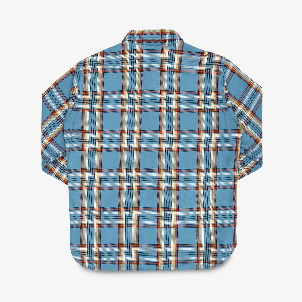 IHSH-442-SAX - 9oz Selvedge Flannel Work Shirt - Sax Blue Check - Image 5