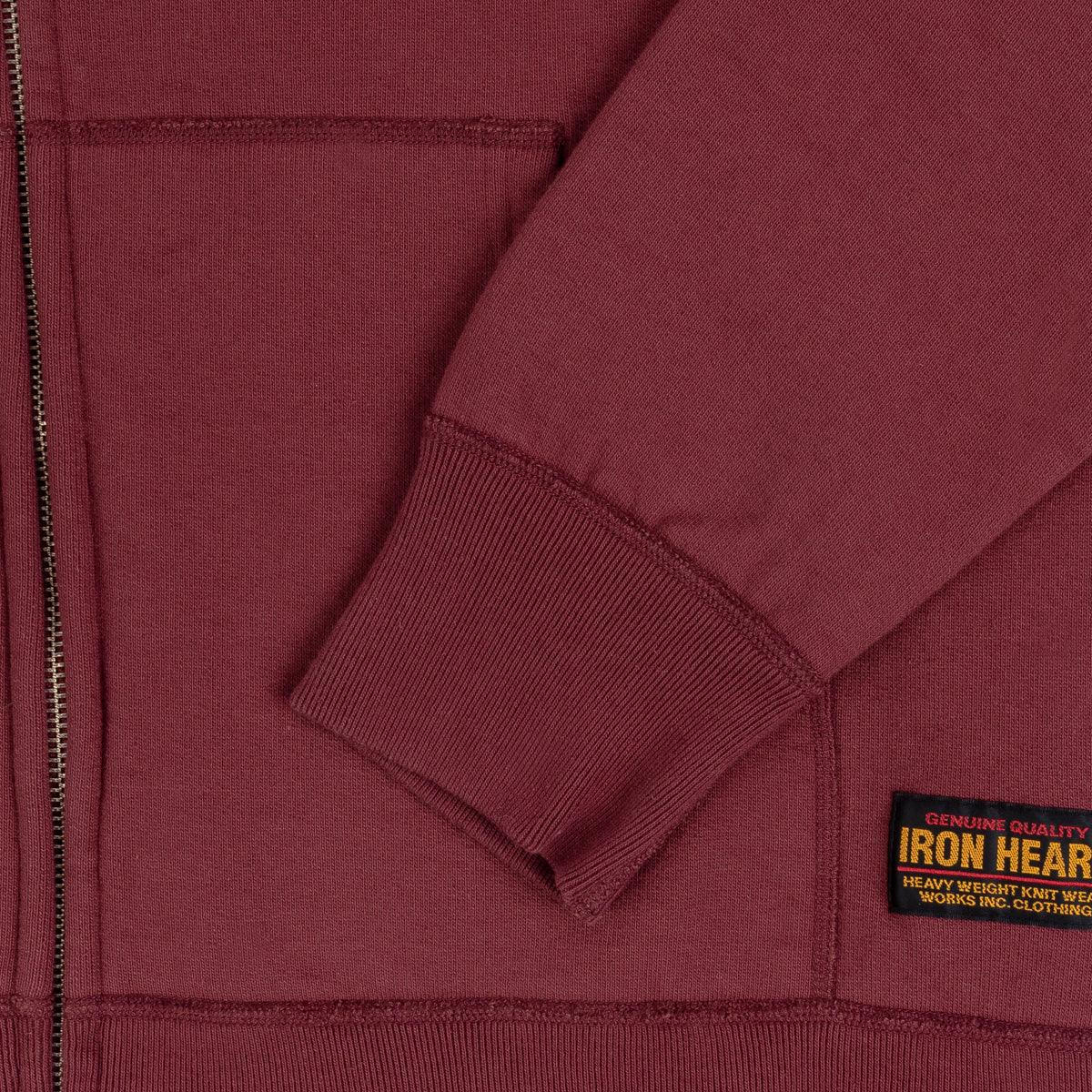 IHSW-10-BUR - 14oz Ultra Heavyweight Loopwheel Cotton Zip Up Hoodie - Burgundy - Image 6