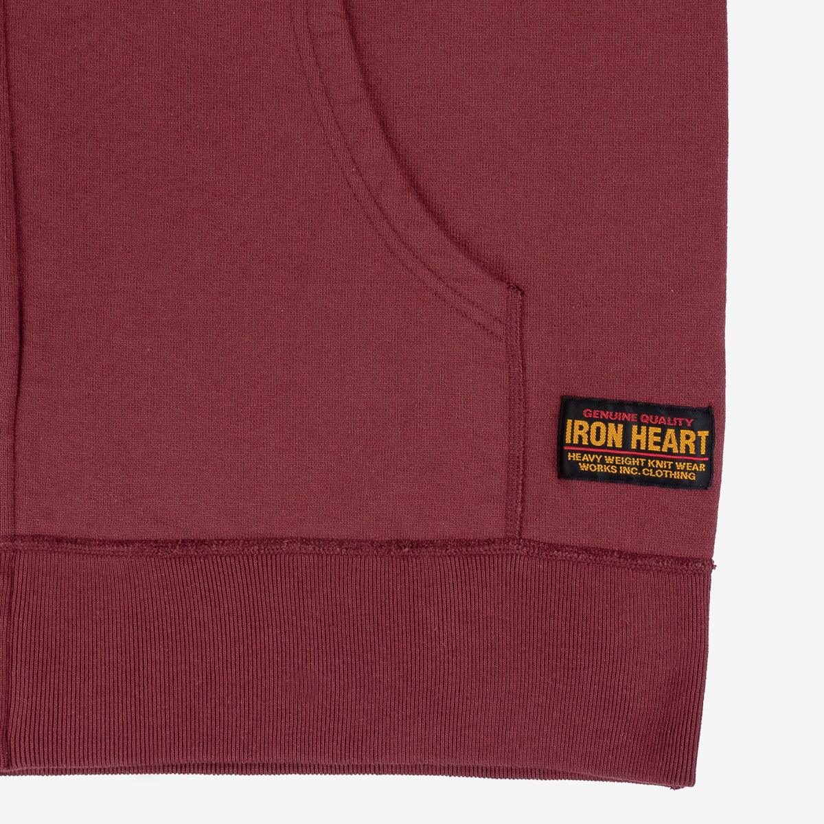 IHSW-10-BUR - 14oz Ultra Heavyweight Loopwheel Cotton Zip Up Hoodie - Burgundy - Image 7
