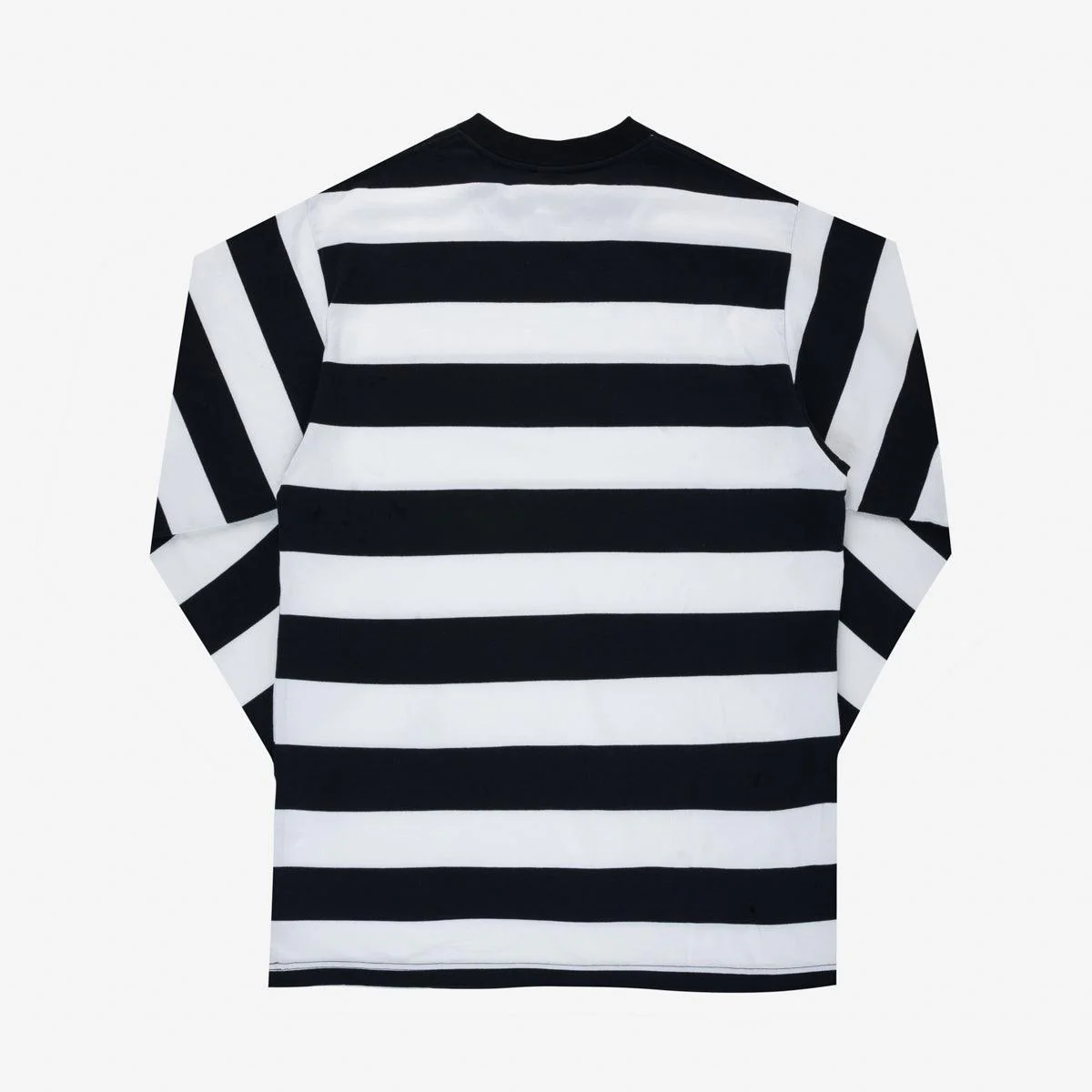 IHTB-09-BLK - 7.5oz Cotton Long-Sleeved Crew Neck - Black and White Stripes - Image 4