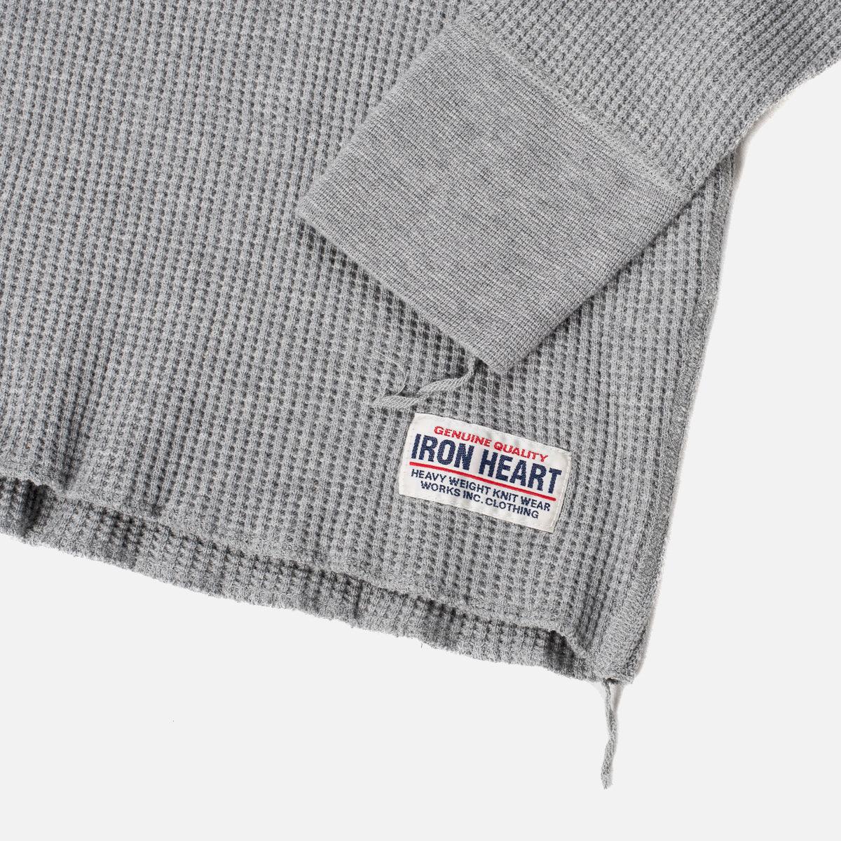 IHTL-1301-GRY - Waffle Knit Thermal Long Sleeved Crew Neck - Grey - Image 4