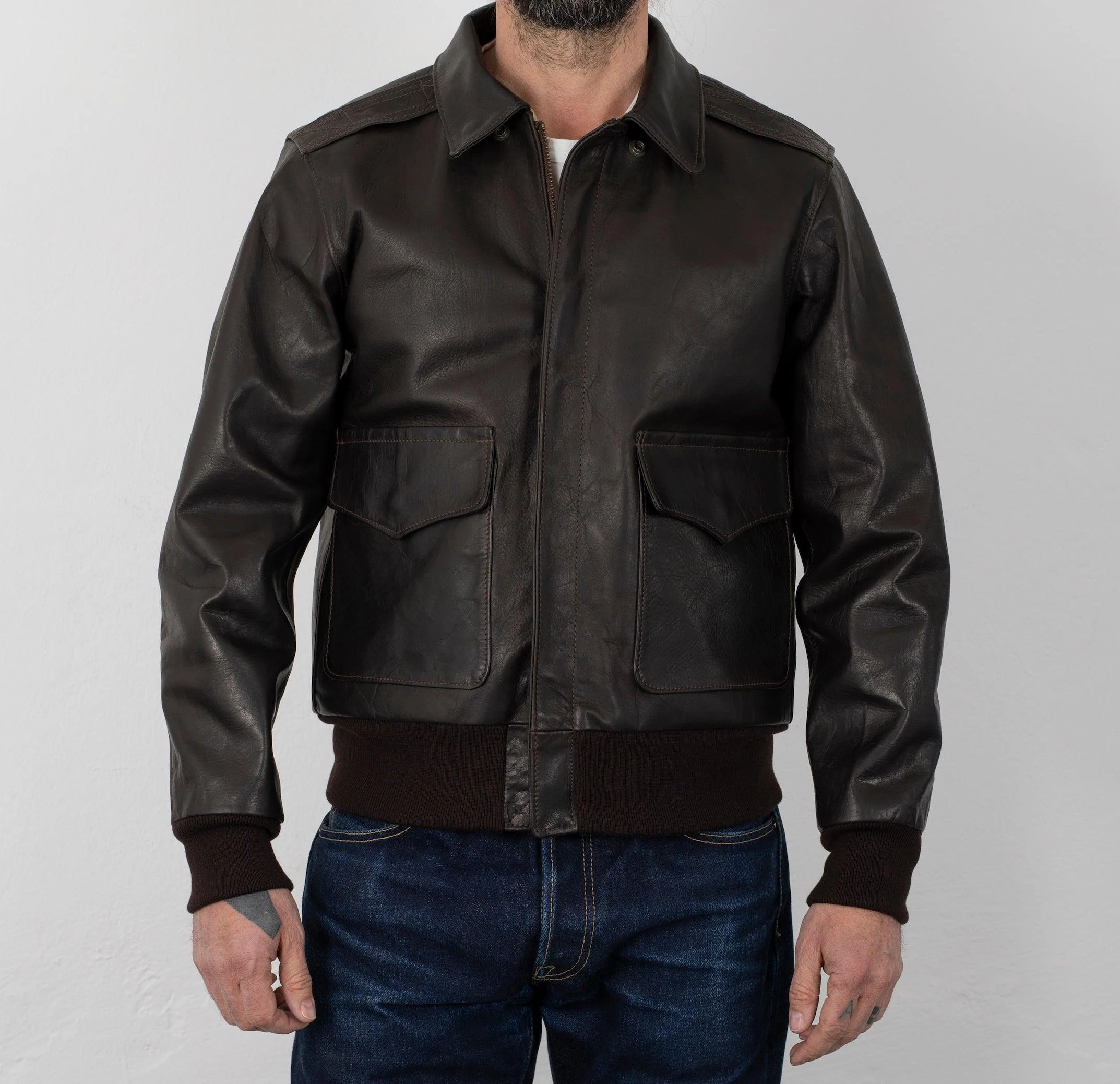 SB-A2-HO-BRN - Simmons Bilt A-2 Blattwerk Horsehide Leather - Brown - Image 3
