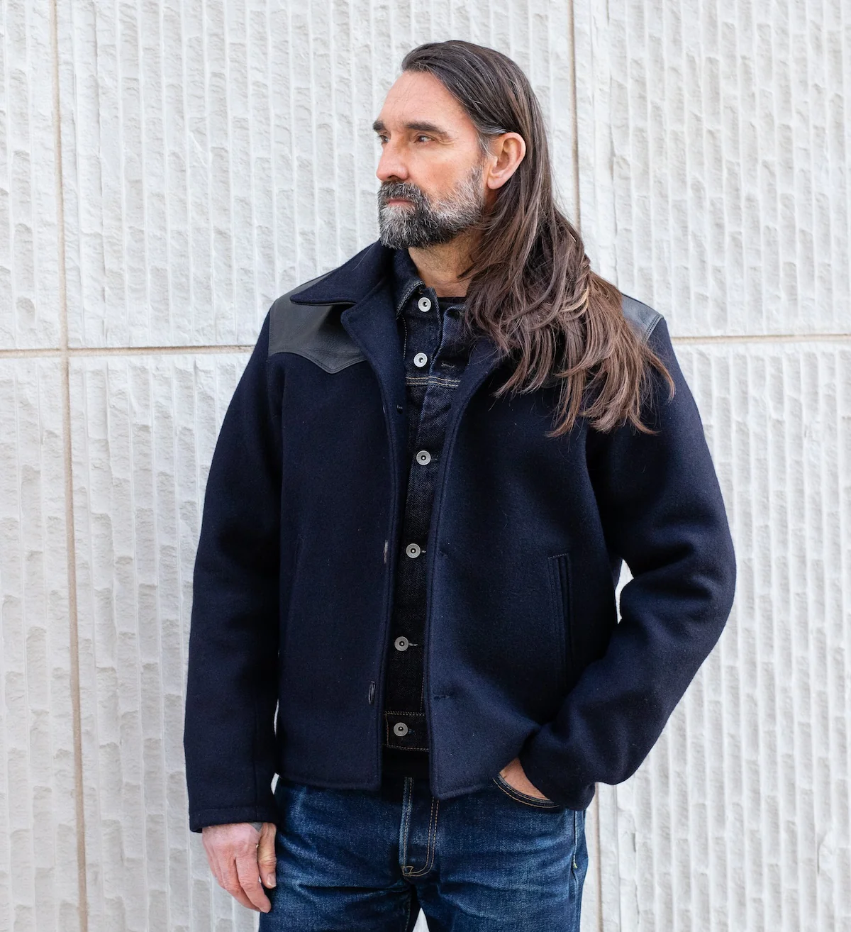 SB-RA-WO-NAV - Simmons Bilt Wool Ranch Jacket - Navy - Image 2